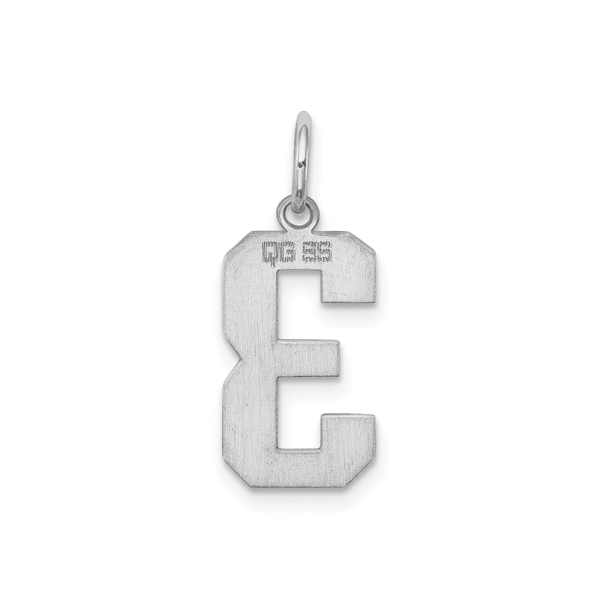 Sterling Silver Number 3 Pendant, Bold Block Numeral Charm for Men and Women