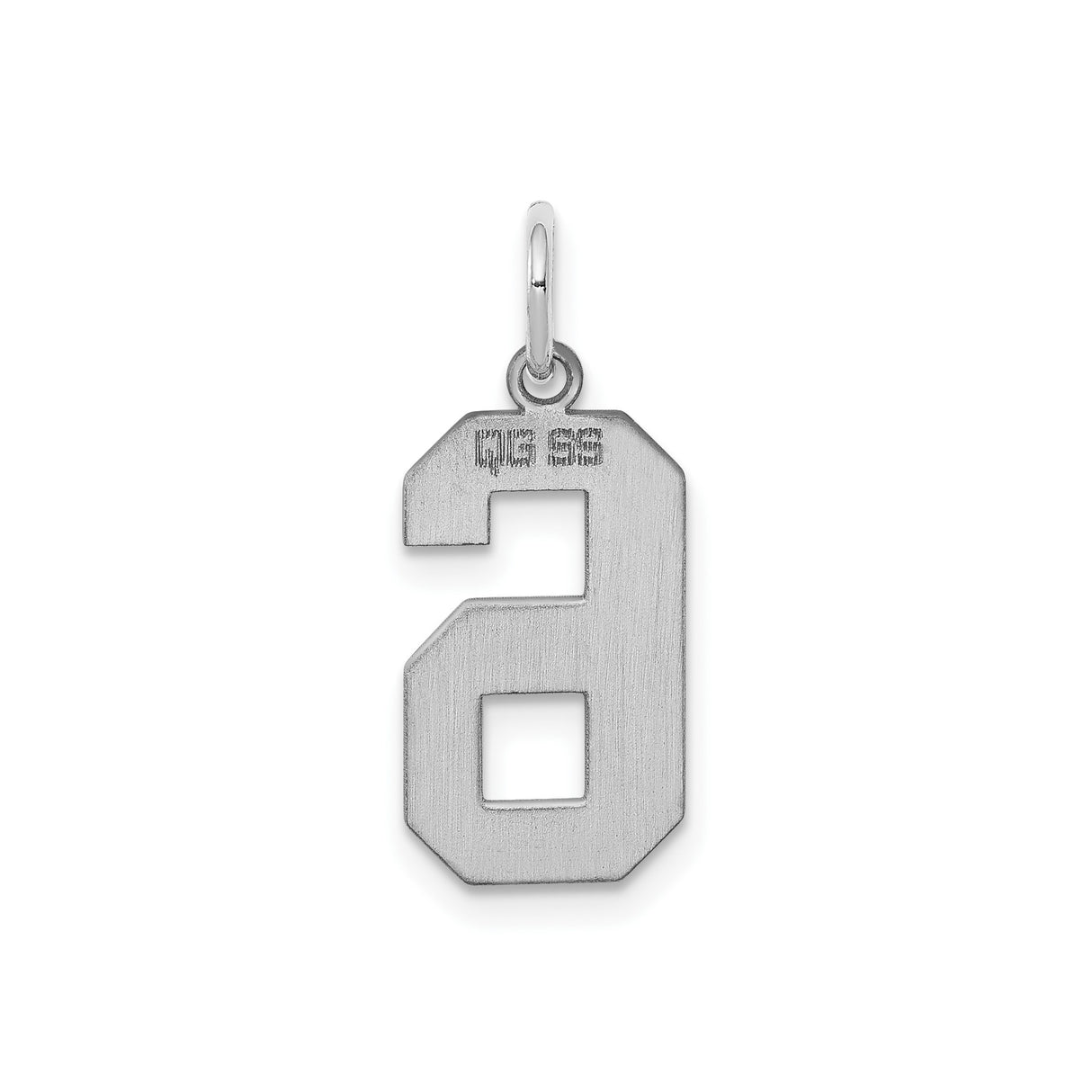 Sterling Silver Number 6 Pendant, Polished Block Style Numeral Charm