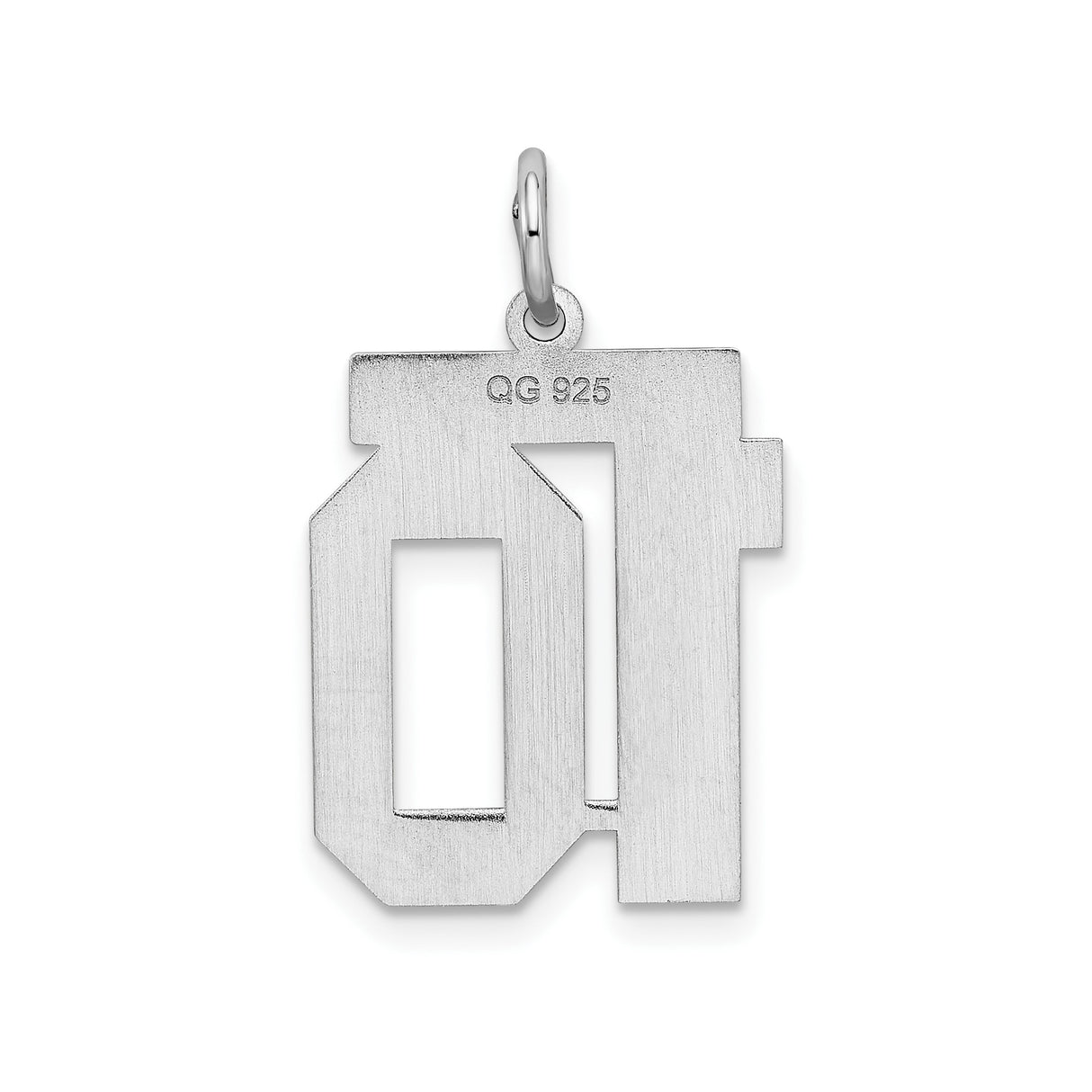 Sterling Silver Number 10 Pendant, Bold Block Jersey Style Sports Charm for Men and Women