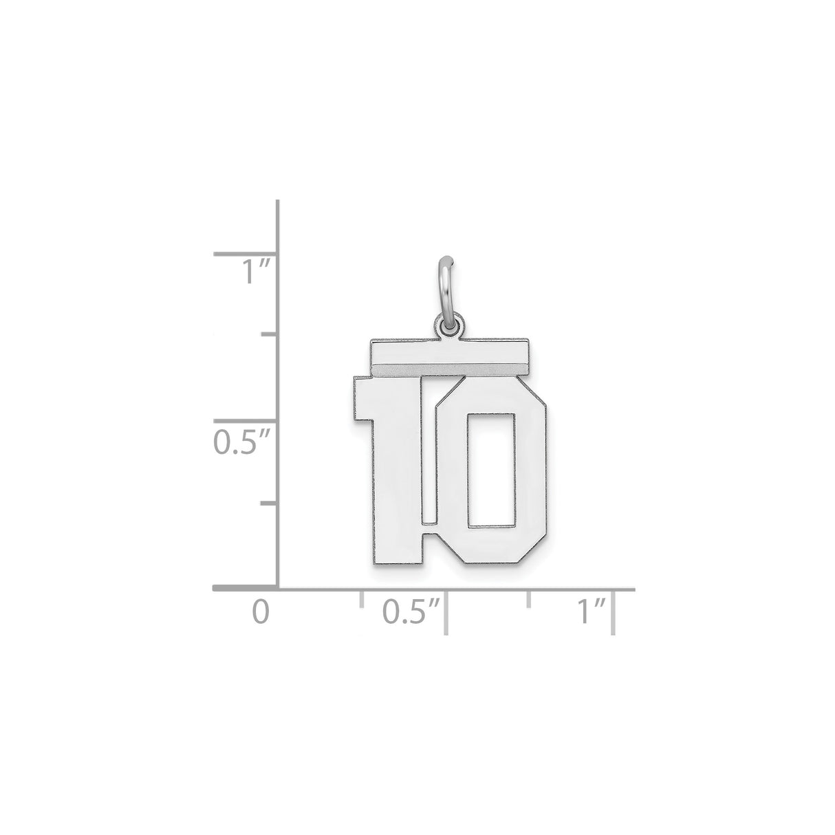 Sterling Silver Number 10 Pendant, Bold Block Jersey Style Sports Charm for Men and Women