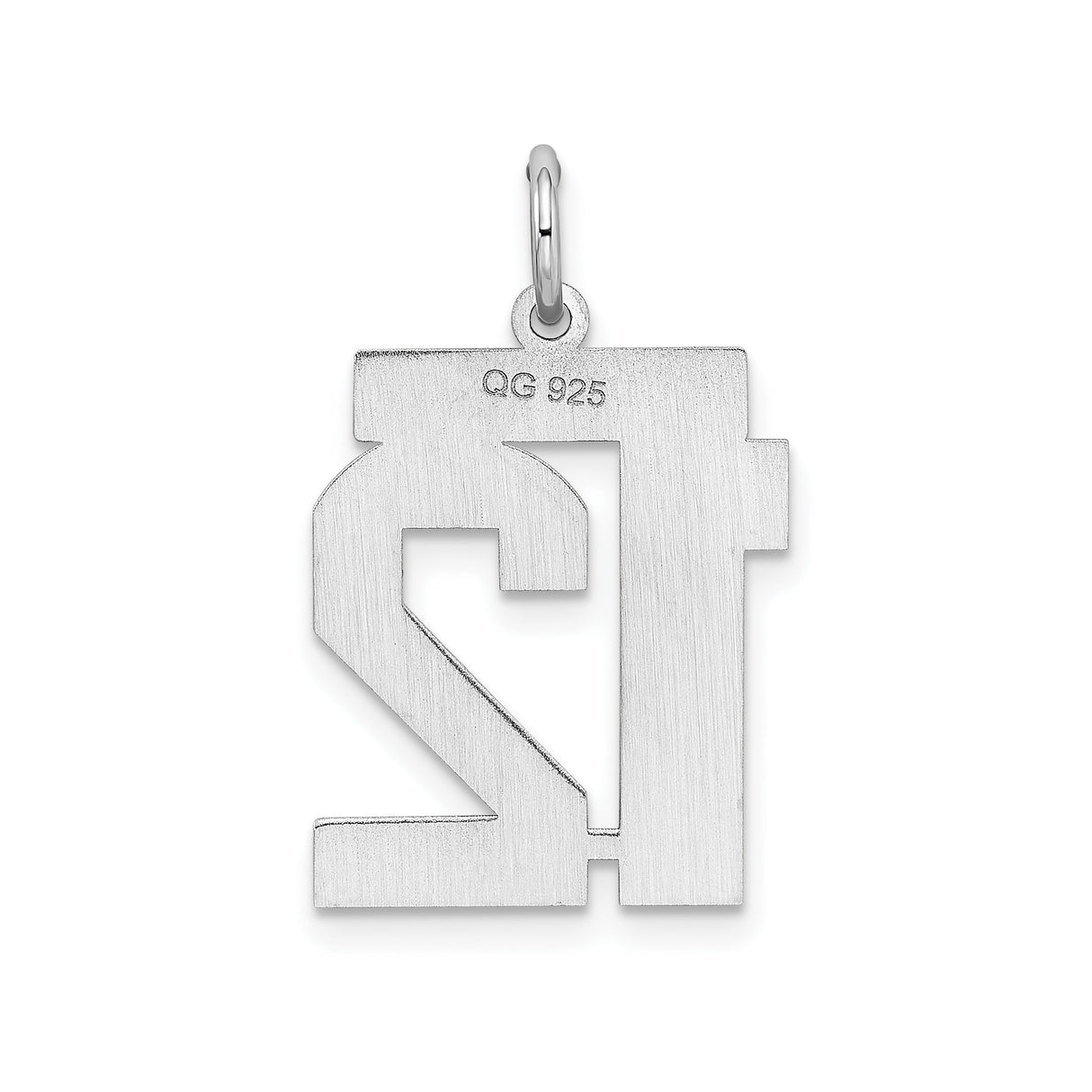 Sterling Silver Number 12 Pendant Charm, Bold Block Sports Style, Unisex Team Spirit Jewelry
