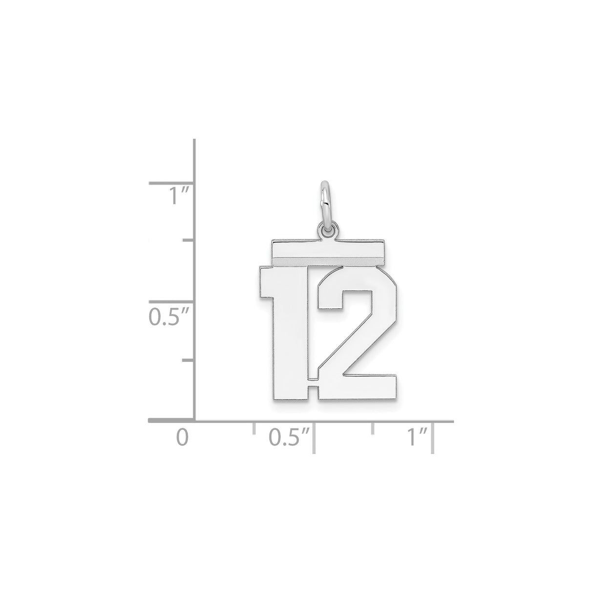 Sterling Silver Number 12 Pendant Charm, Bold Block Sports Style, Unisex Team Spirit Jewelry