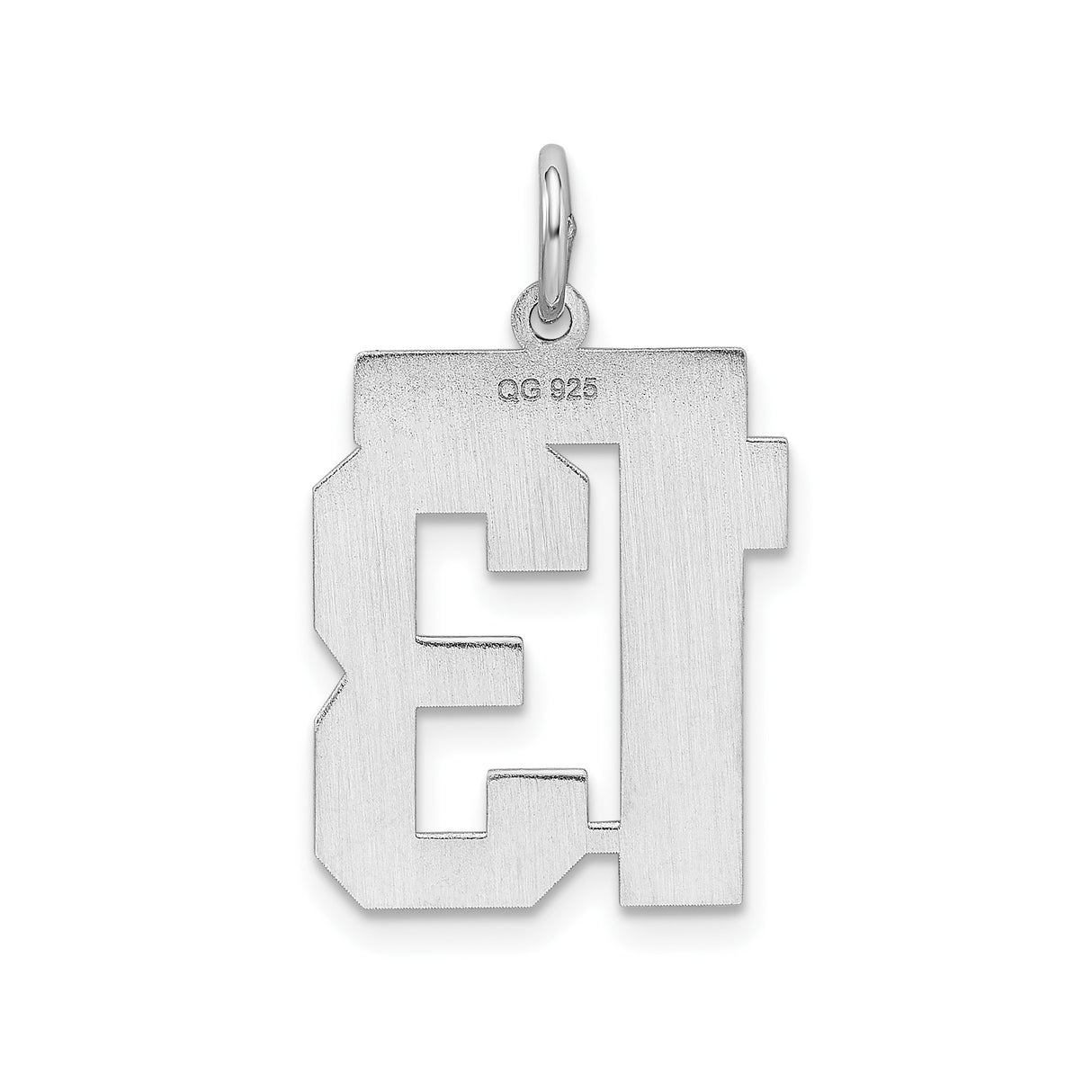 Sterling Silver Number 13 Pendant with Bold Sports Style Font for Men or Women