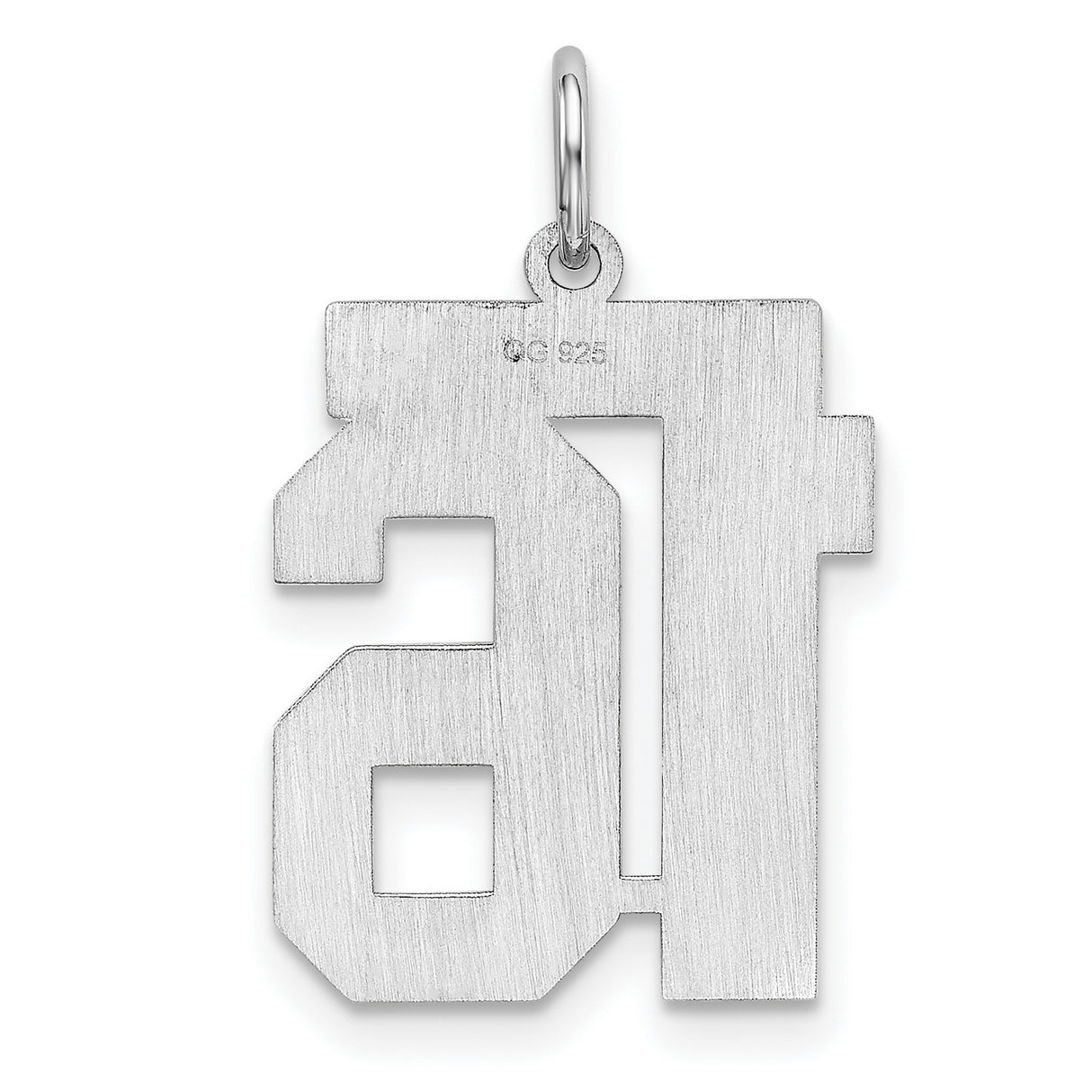 Sterling Silver Number 16 Pendant, Bold Athletic Font Jersey Style Charm for Men and Women