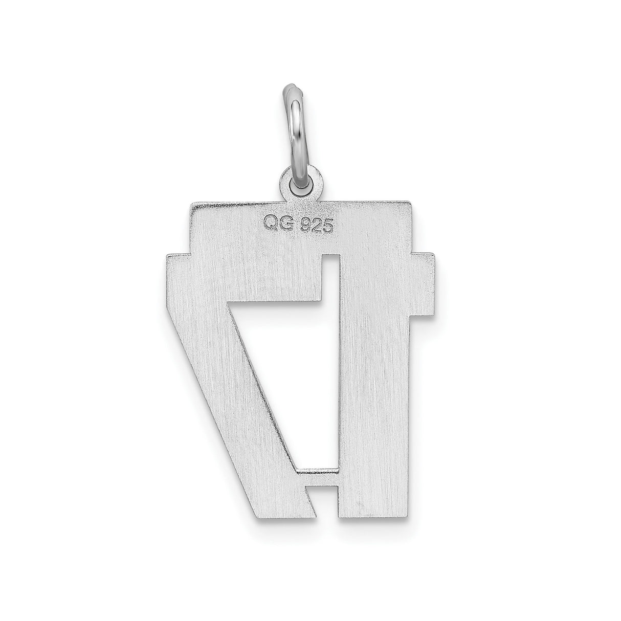 Sterling Silver Number 17 Pendant Charm, Bold Block Style Sports or Anniversary Jewelry