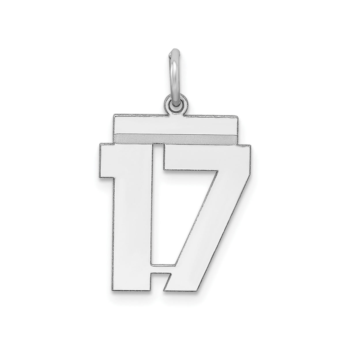 Sterling Silver Number 17 Pendant Charm, Bold Block Style Sports or Anniversary Jewelry
