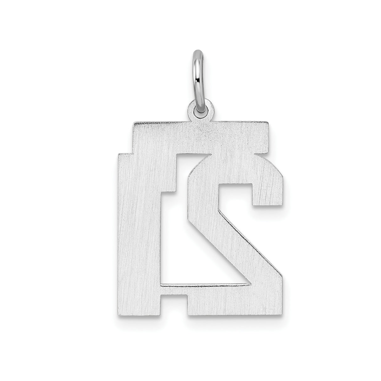 Sterling Silver Number 21 Pendant, Polished Milestone Birthday Charm for Men or Women