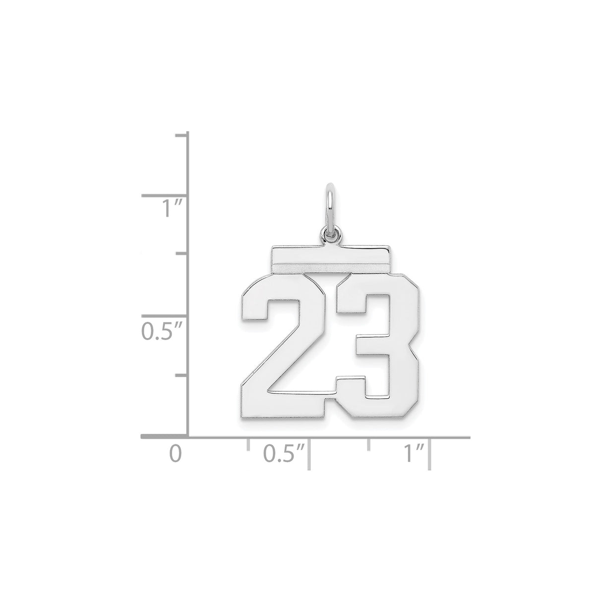 Sterling Silver Number 23 Pendant, Bold Sports Style Charm for Men or Women