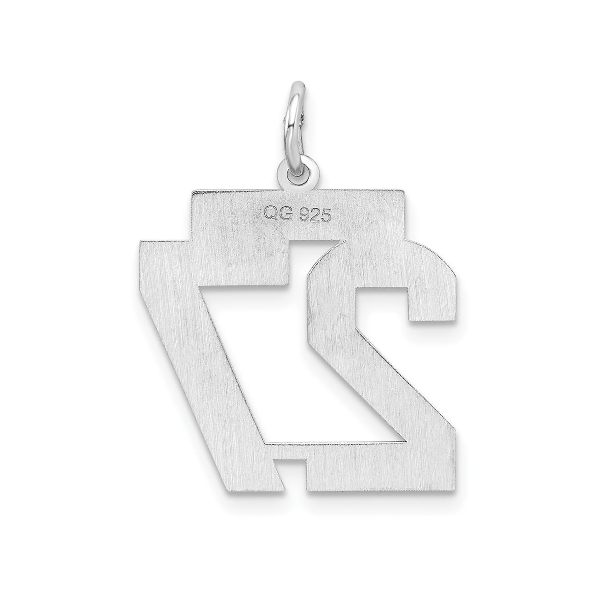 Sterling Silver Number 27 Pendant, Bold Font Design, Sports or Numerology Charm