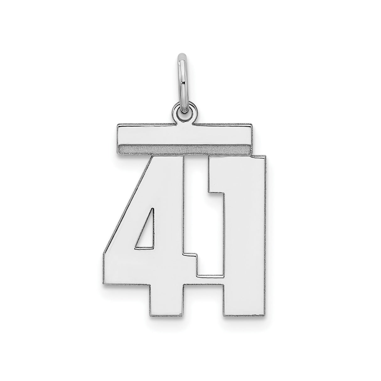 Sterling Silver Number 41 Pendant, Bold Block Jersey Number Charm, Unisex Sports Jewelry