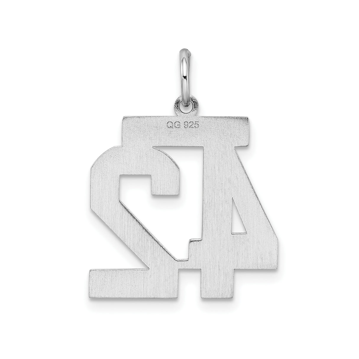 Sterling Silver Number 42 Pendant Charm, Polished Block Style Sports Jewelry for Athletes and Fans