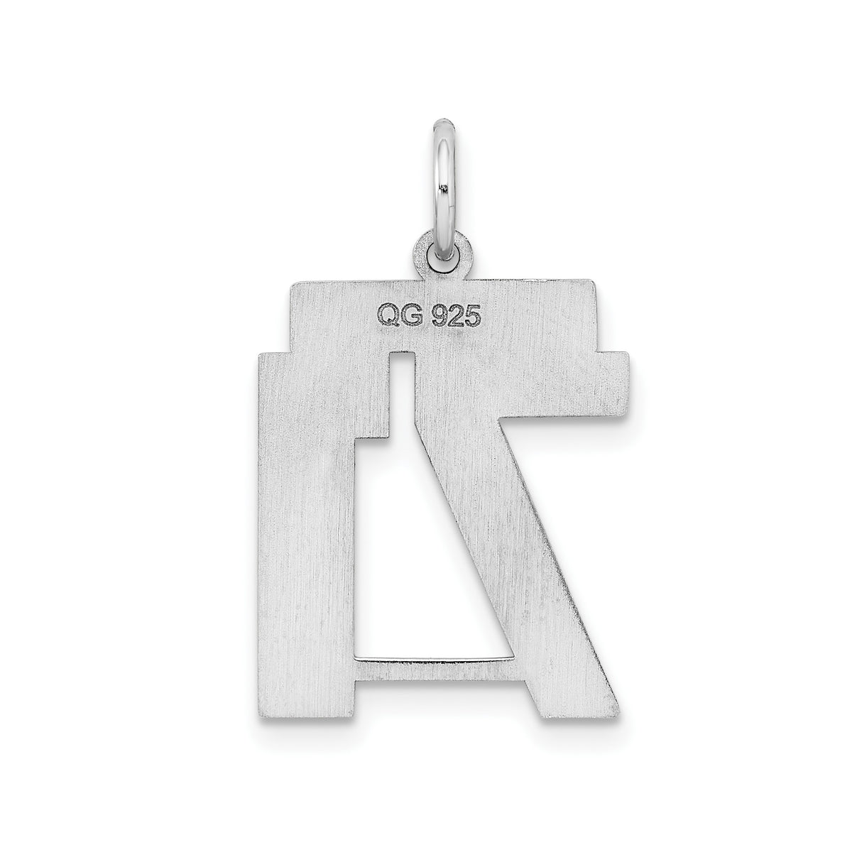 Medium Polished Number 71 Charm Pendant in Real 925 Sterling Silver