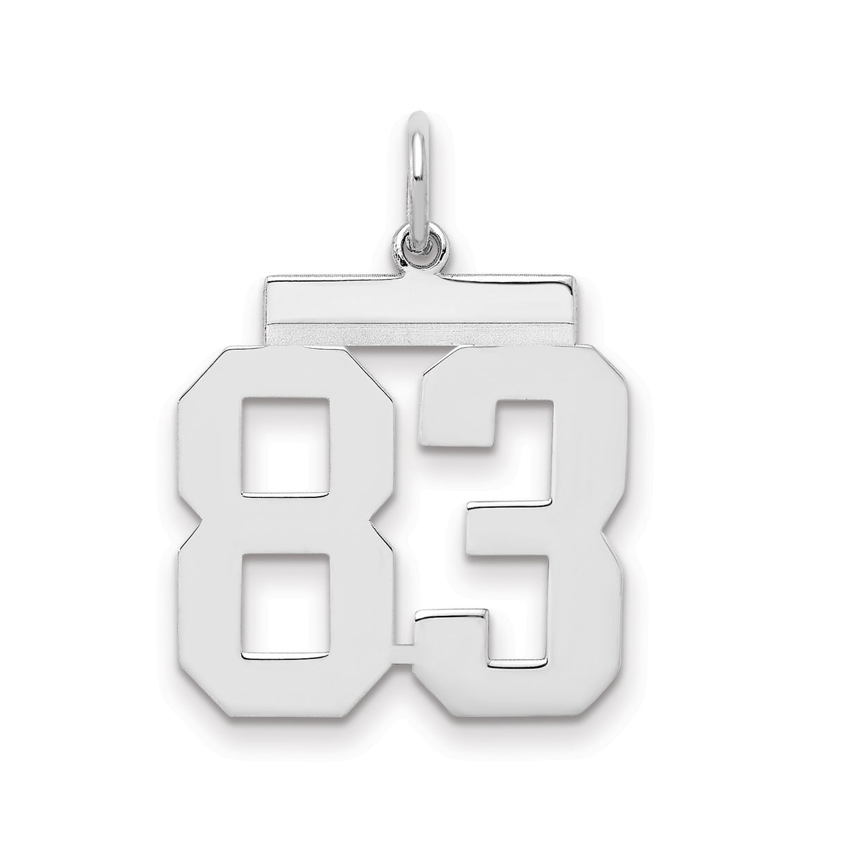 Medium Polished Number 83 Charm Pendant in Real 925 Sterling Silver