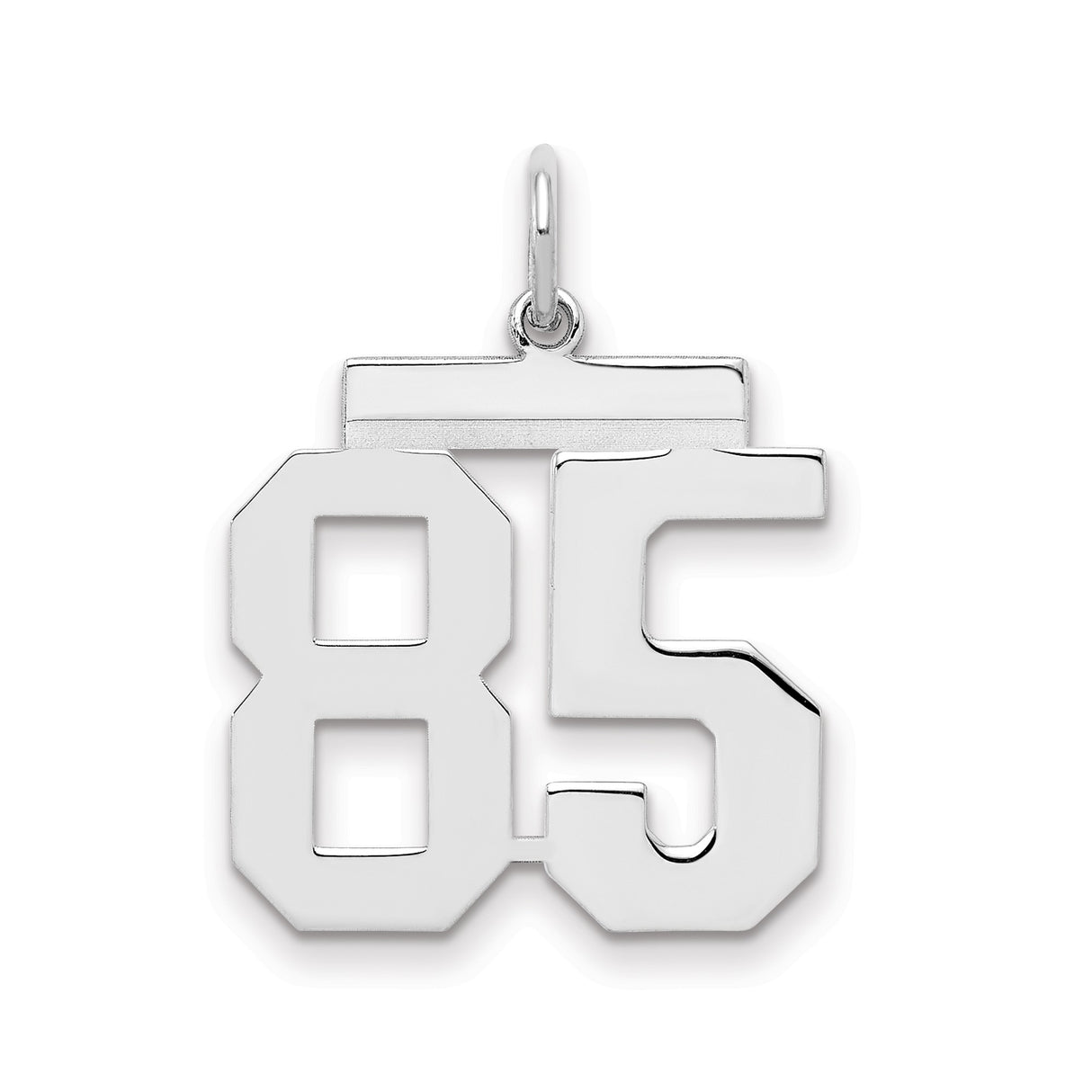 Medium Polished Number 85 Charm Pendant in Real 925 Sterling Silver