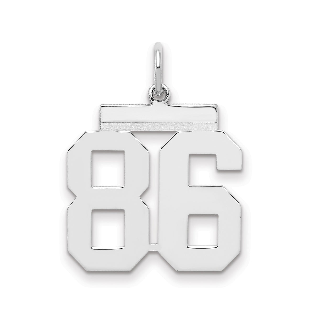Medium Polished Number 86 Charm Pendant in Real 925 Sterling Silver