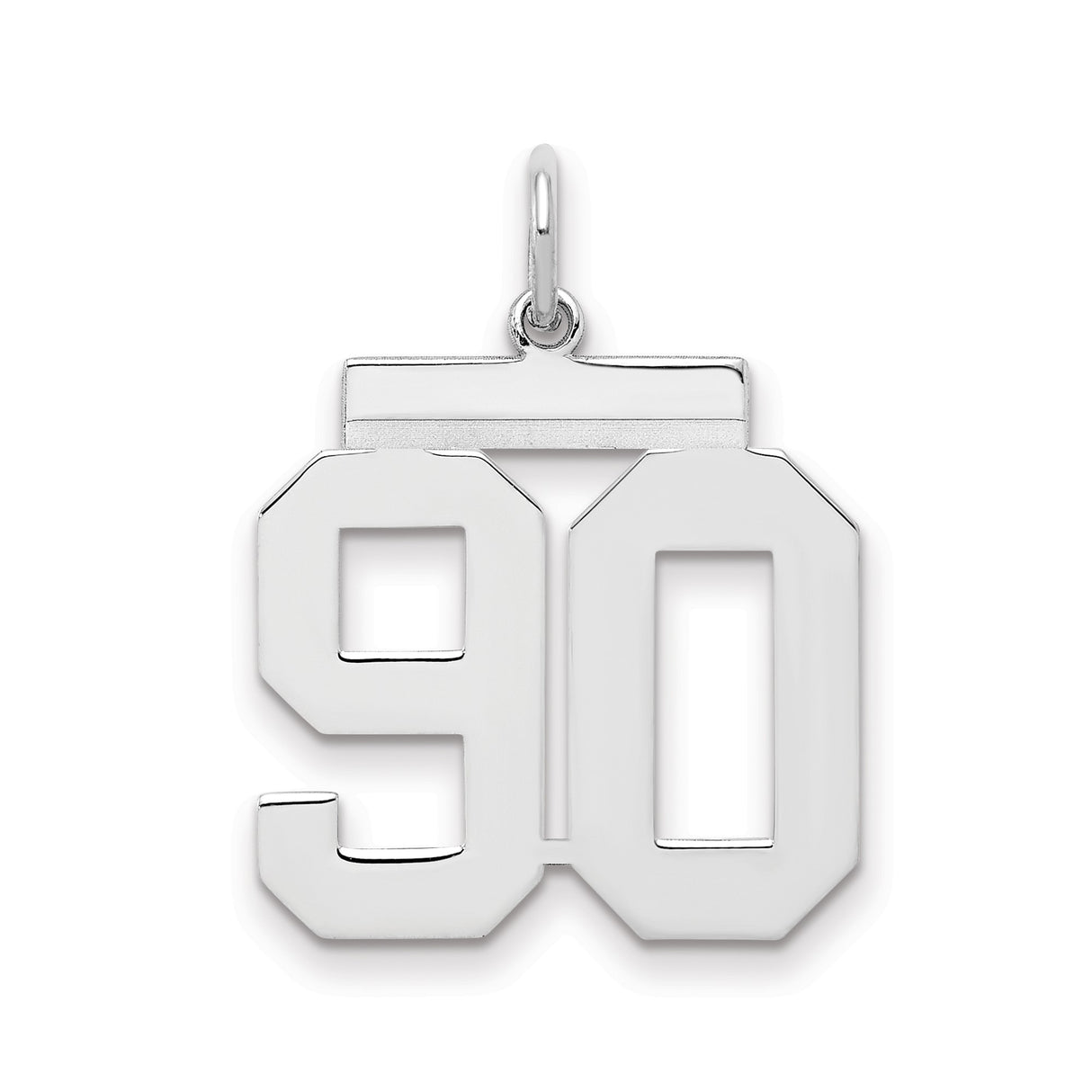 Medium Polished Number 90 Charm Pendant in Real 925 Sterling Silver
