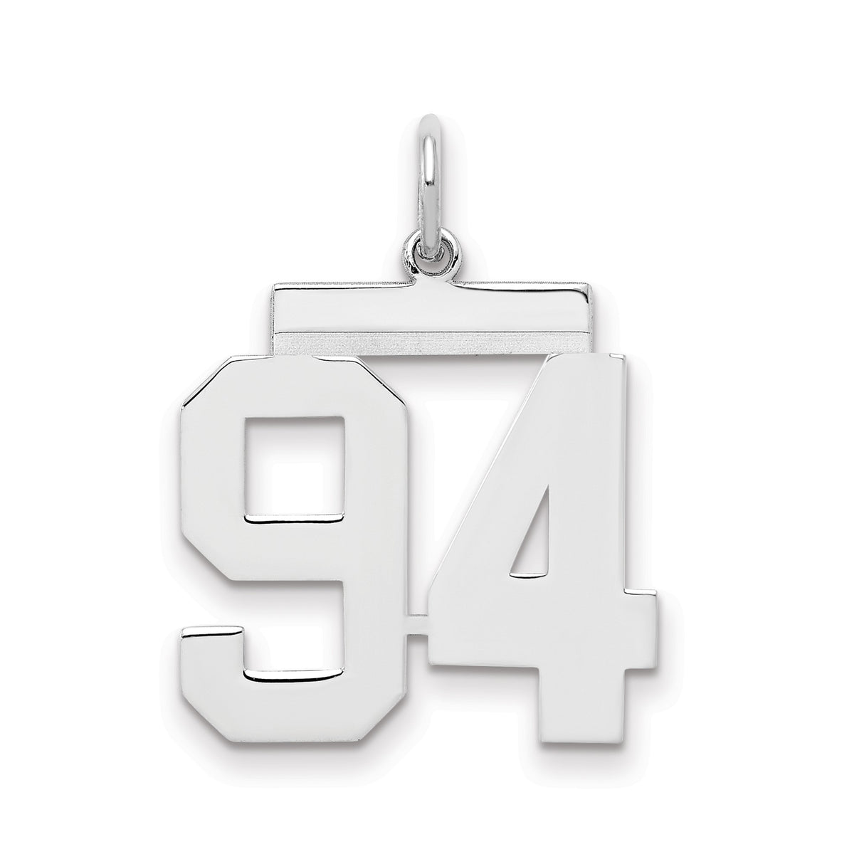 Medium Polished Number 94 Charm Pendant in Real 925 Sterling Silver