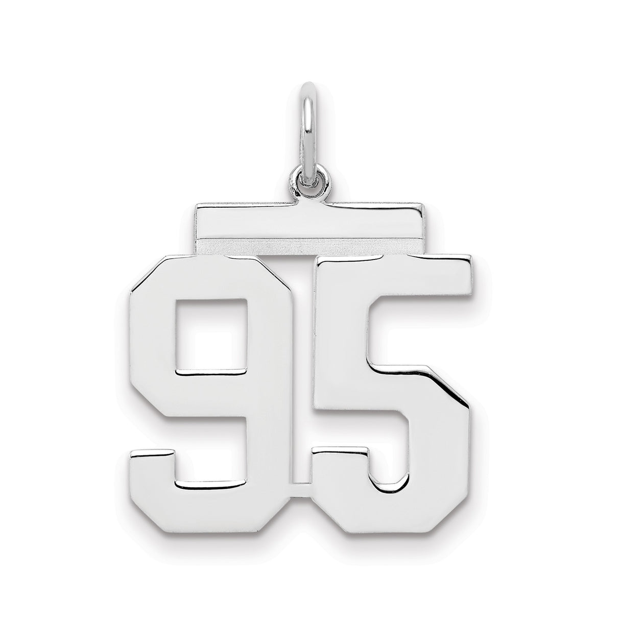 Medium Polished Number 95 Charm Pendant in Real 925 Sterling Silver