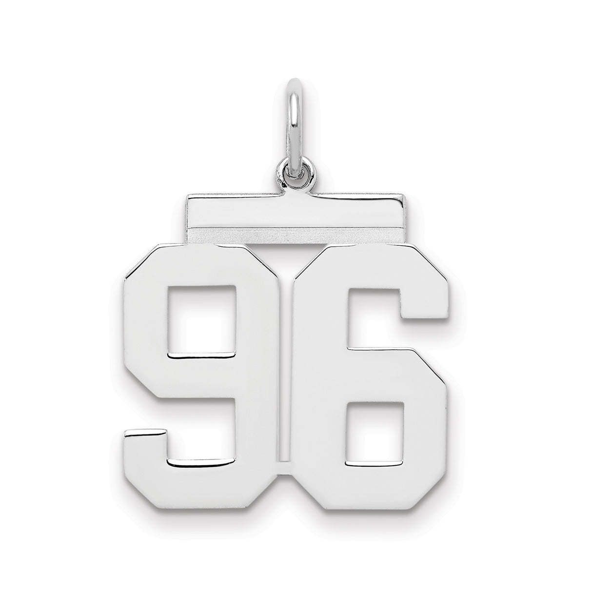 Medium Polished Number 96 Charm Pendant in Real 925 Sterling Silver