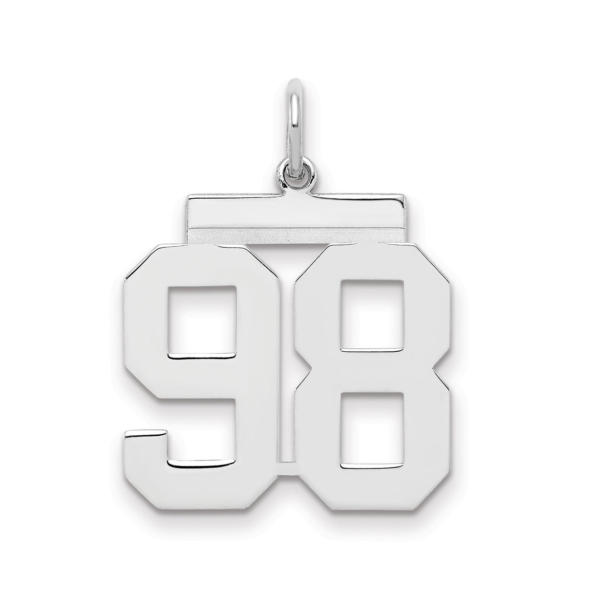 Medium Polished Number 98 Charm Pendant in Real 925 Sterling Silver
