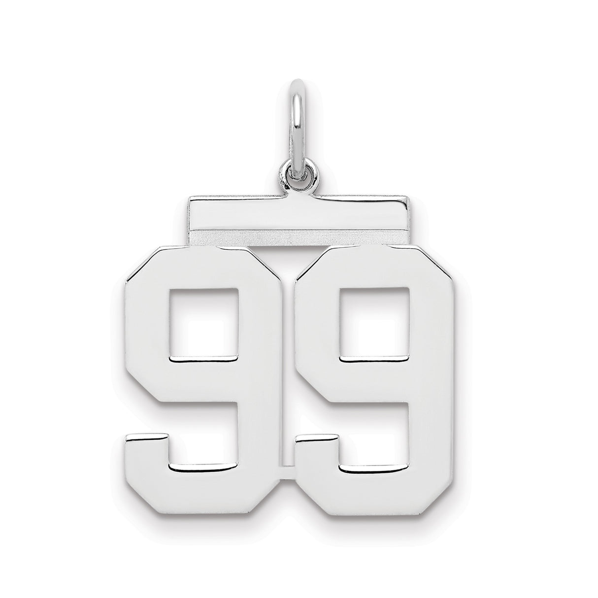 Sterling Silver Number 99 Pendant, Bold Athletic Style Charm for Men and Women