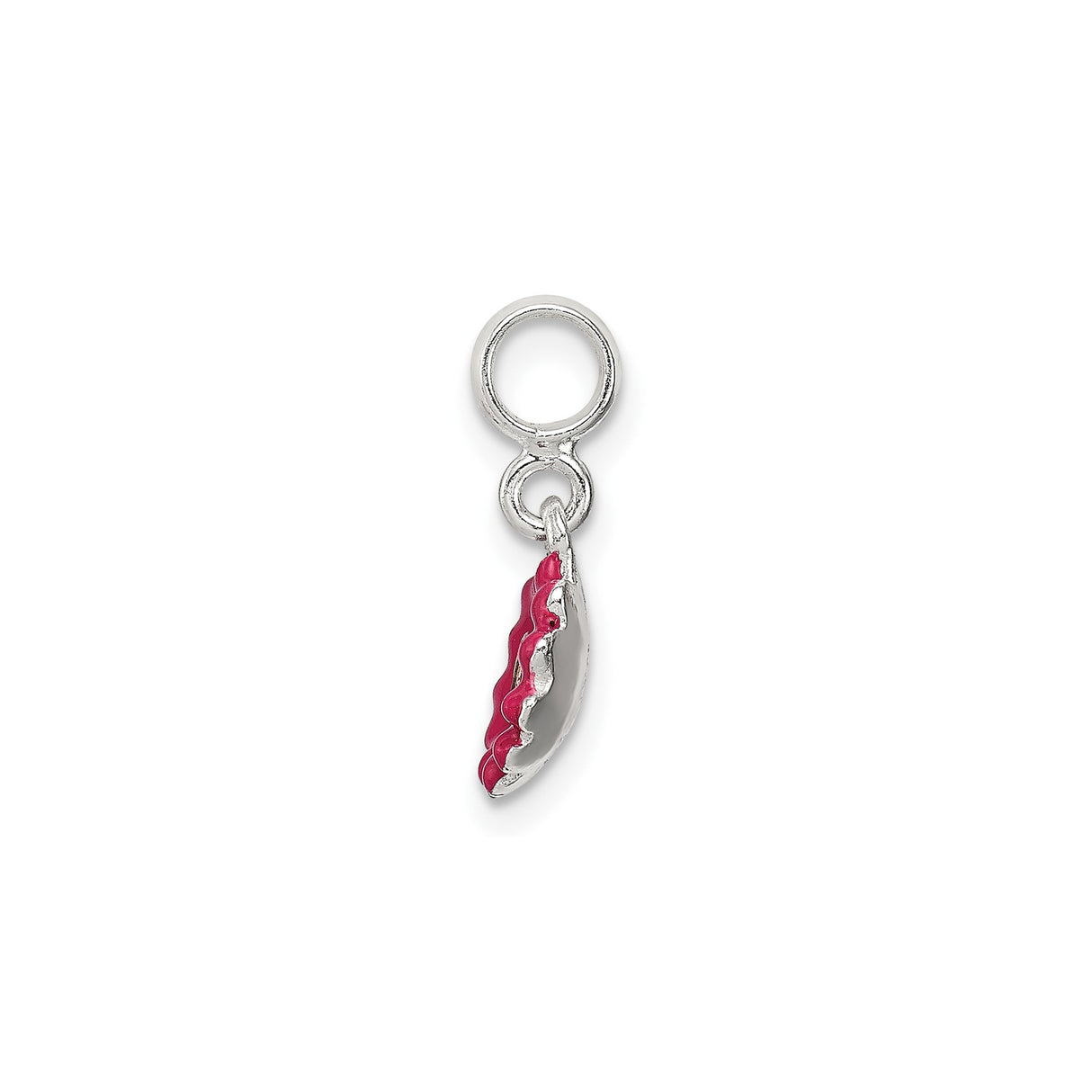 Sterling Silver Floral Charm Pendant with Pink Enamel Flower and Cubic Zirconia