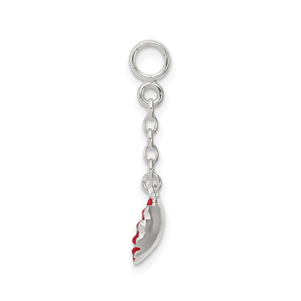 Sterling Silver Flower Dangle Charm with Cubic Zirconia, Red Enamel, Floral Jewelry Design