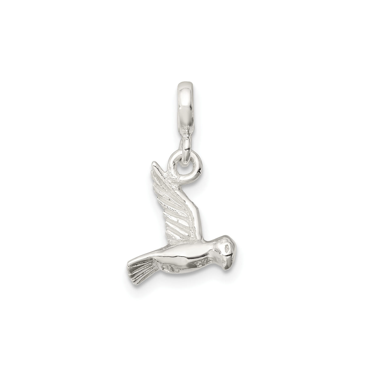 Sterling Silver Dove Pendant Charm, Flying Bird Symbol of Peace and Faith, Christian Jewelry