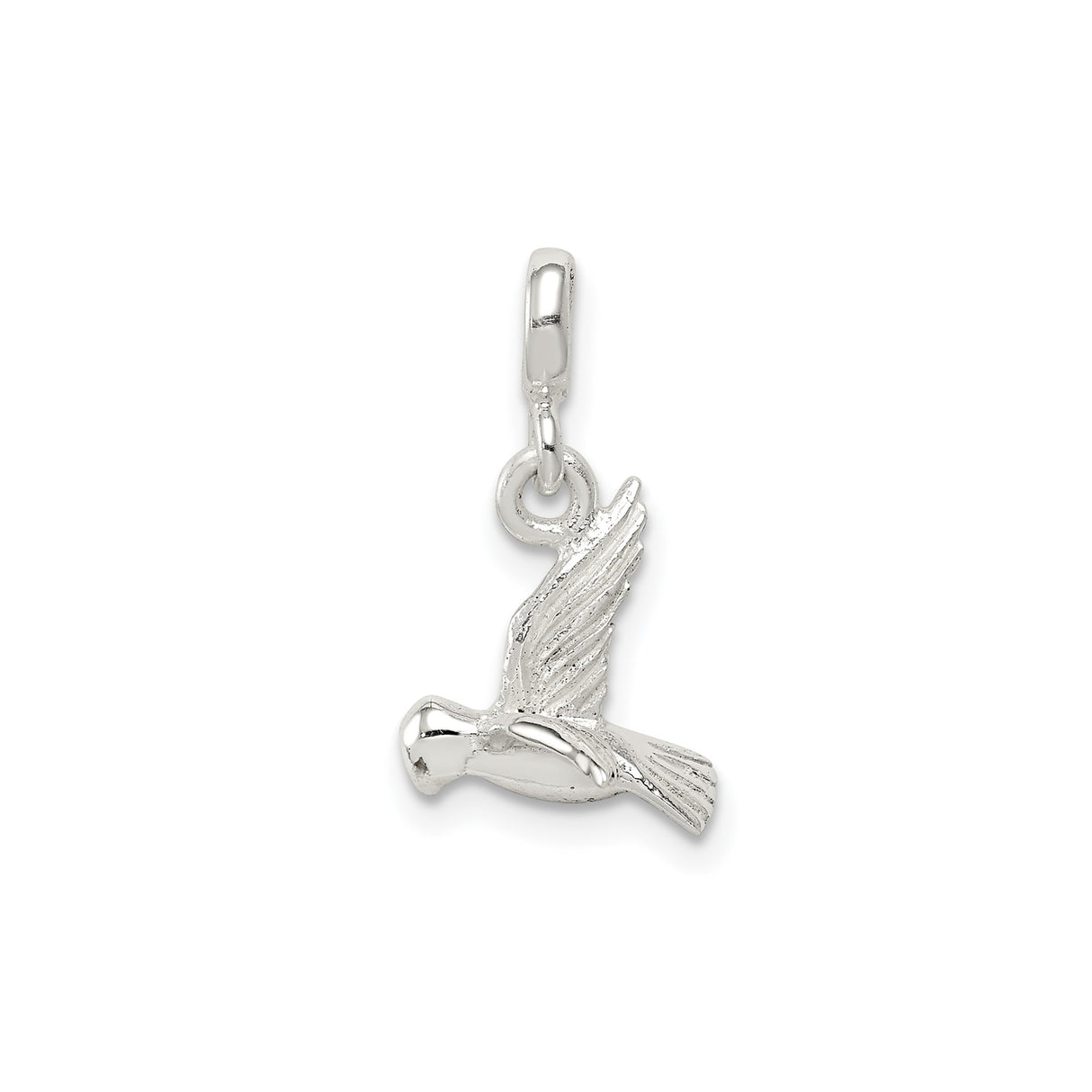 Sterling Silver Dove Pendant Charm, Flying Bird Symbol of Peace and Faith, Christian Jewelry