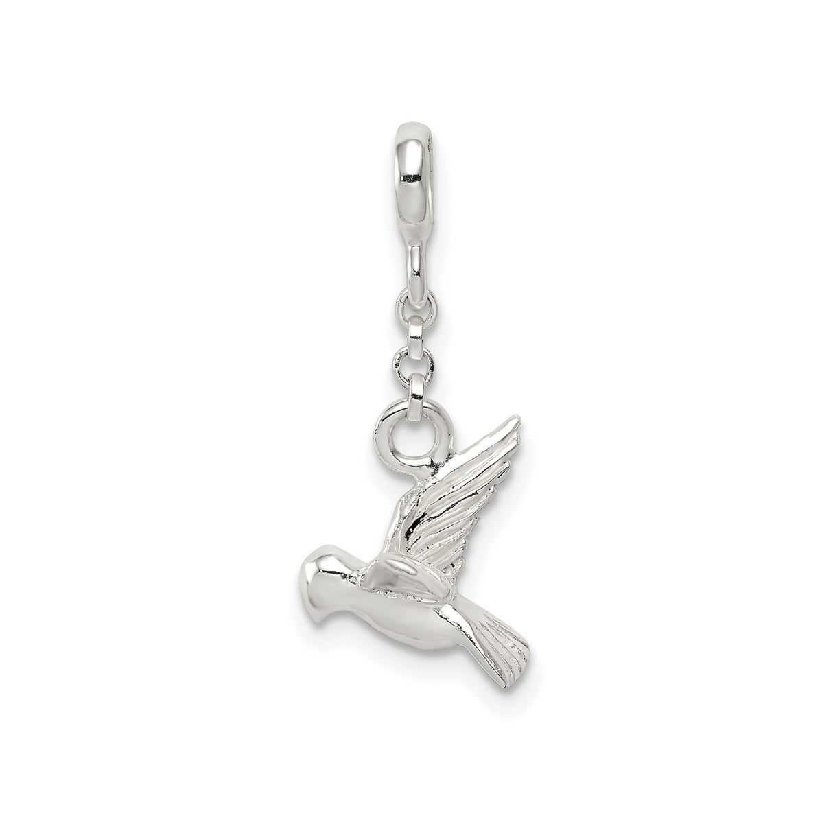 Sterling Silver Dove Pendant with Flying Bird Design, Symbol of Peace and Christian Faith
