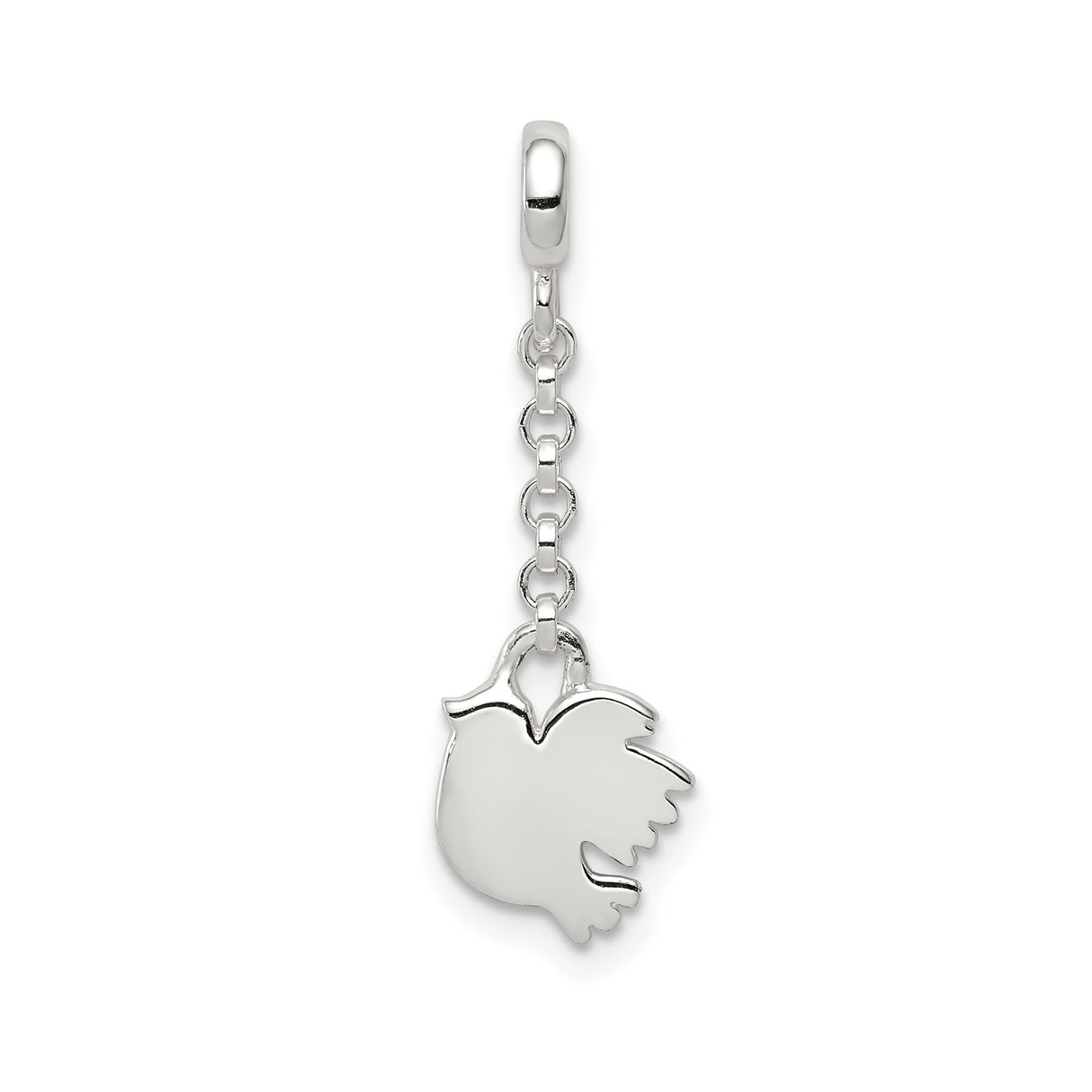 Sterling Silver Dove Dangle Charm, Holy Spirit Symbol, Christian Religious Jewelry