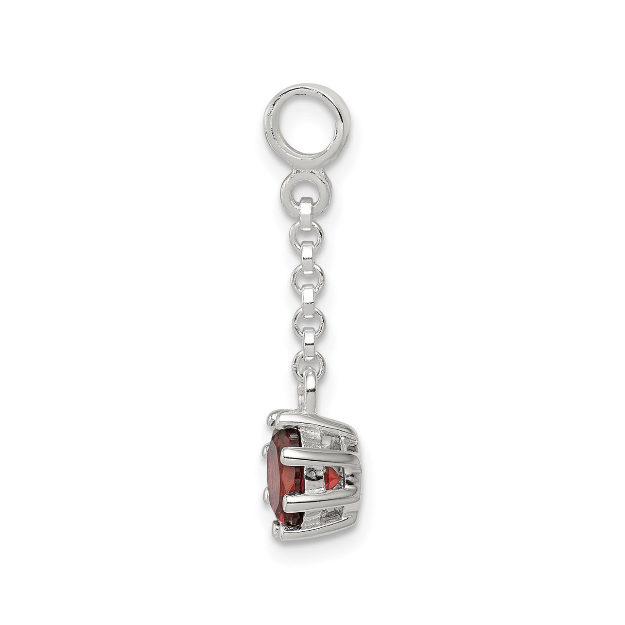 Sterling Silver Dangle Charm with Cubic Zirconia, Chain Link Drop, Romantic Jewelry for Women