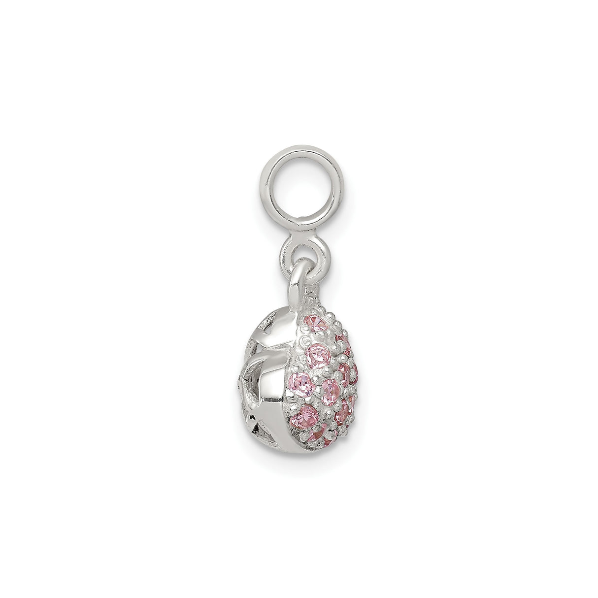Sterling Silver Heart Charm Pendant with Pink and Clear Cubic Zirconia, Romantic Design