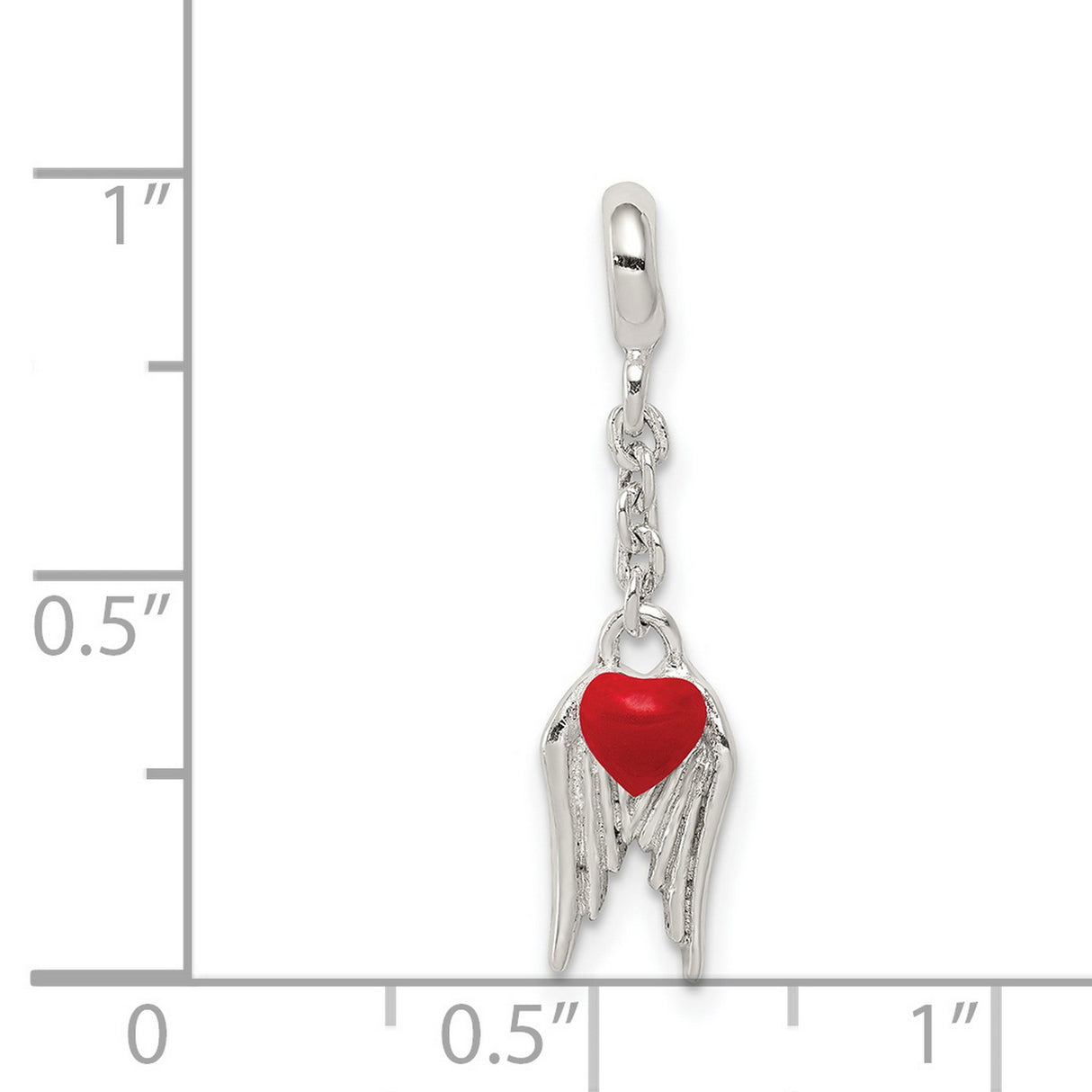 Sterling Silver Winged Heart Pendant with Red Enamel, Angel Wings, Symbolic Remembrance Jewelry