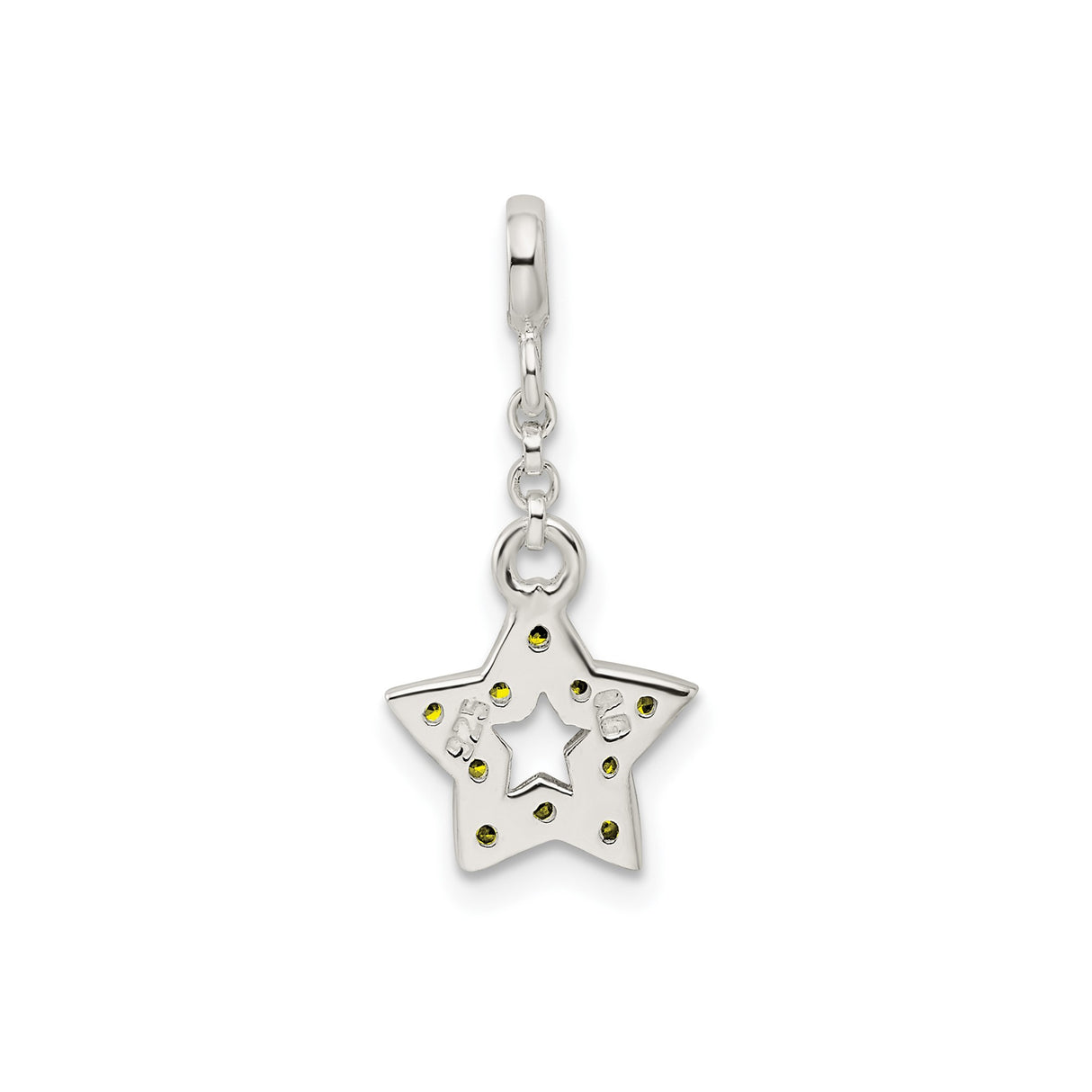 Sterling Silver Star Pendant Charm with Cubic Zirconia, Open Celestial Design for Women or Teens