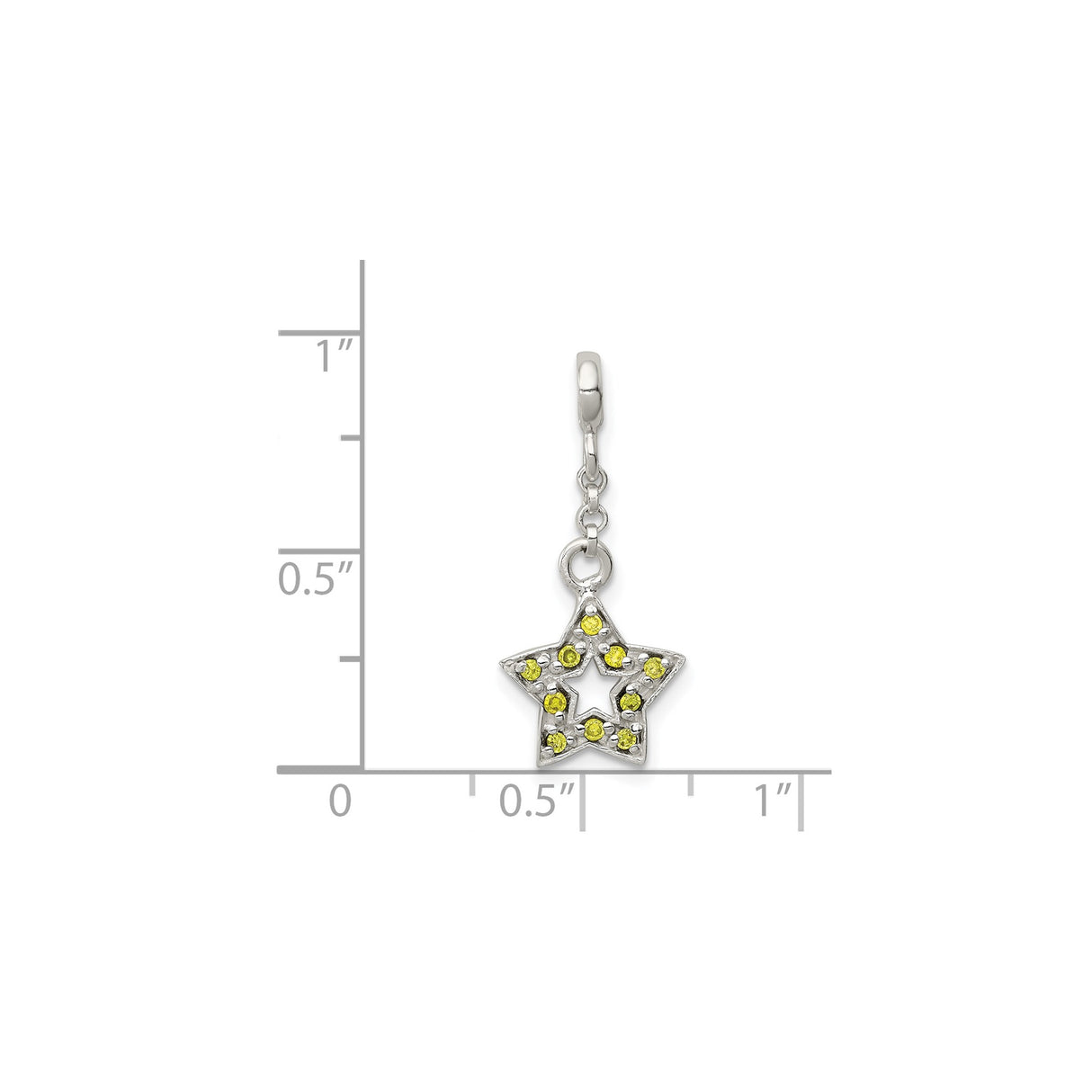 Sterling Silver Star Pendant Charm with Cubic Zirconia, Open Celestial Design for Women or Teens
