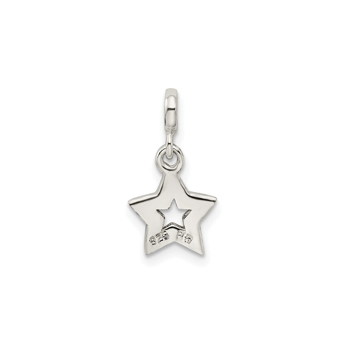 Sterling Silver Pendant Charm with Double Star Outline and Oxidized Dotted Accents