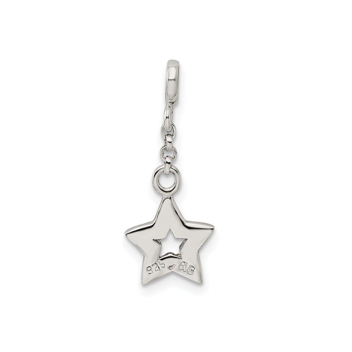 Sterling Silver Star Charm Pendant with Layered Open Design and Dot Accents