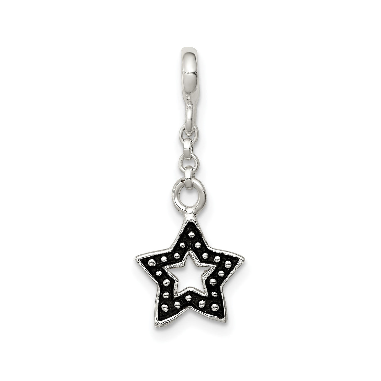 Sterling Silver Star Charm Pendant with Layered Open Design and Dot Accents