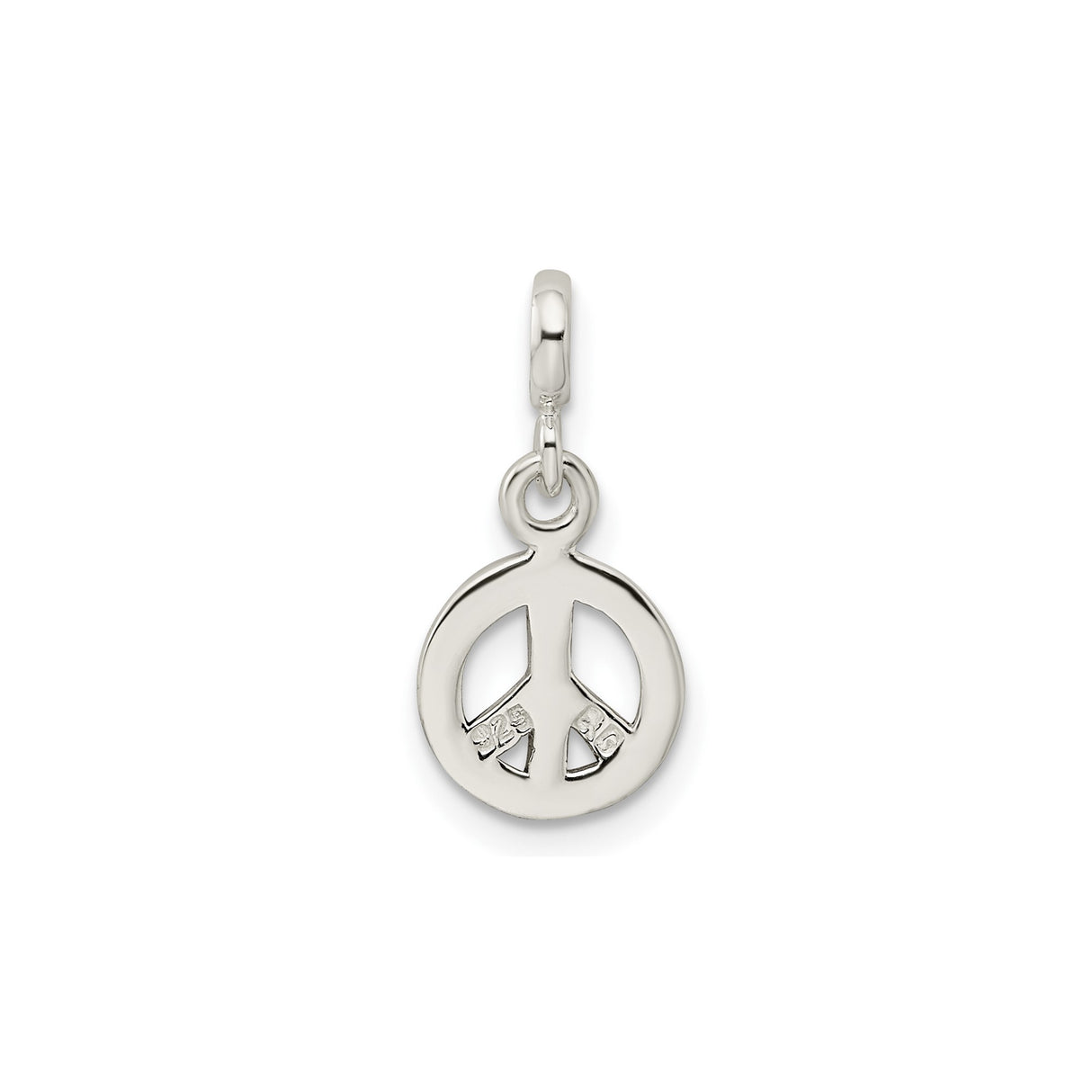 Sterling Silver Peace Sign Pendant with Black Enamel, Boho Retro Style Charm for Women or Unisex Wear