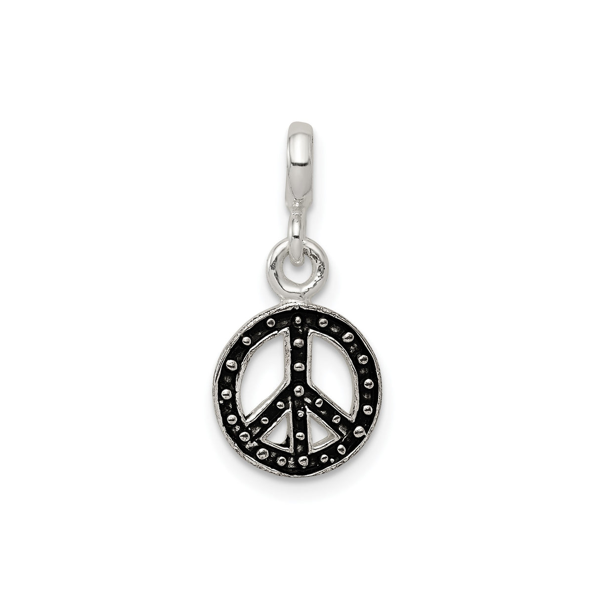 Sterling Silver Peace Sign Pendant with Black Enamel, Boho Retro Style Charm for Women or Unisex Wear