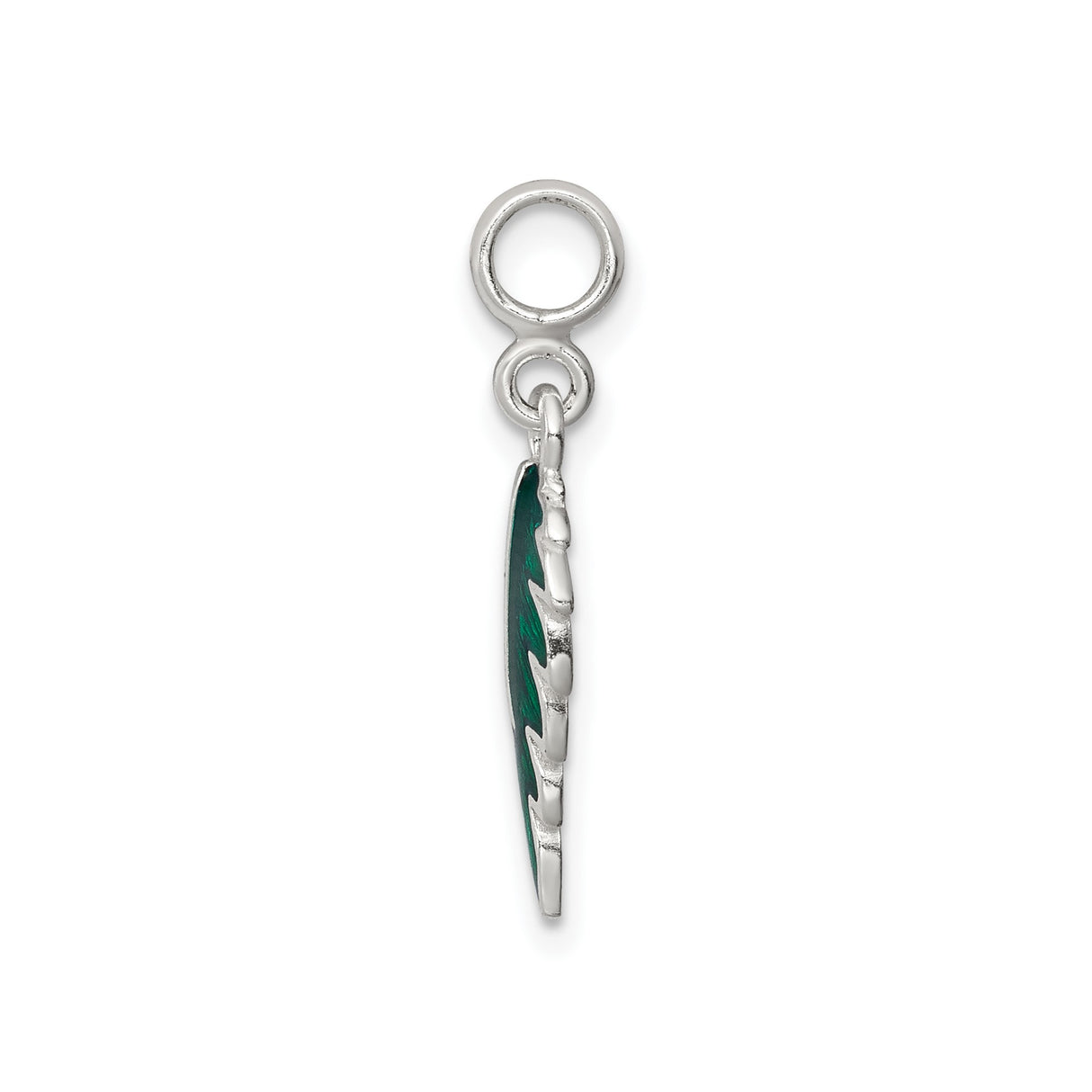 Sterling Silver Leaf Pendant Charm with Green Enamel, Nature-Inspired Botanical Jewelry