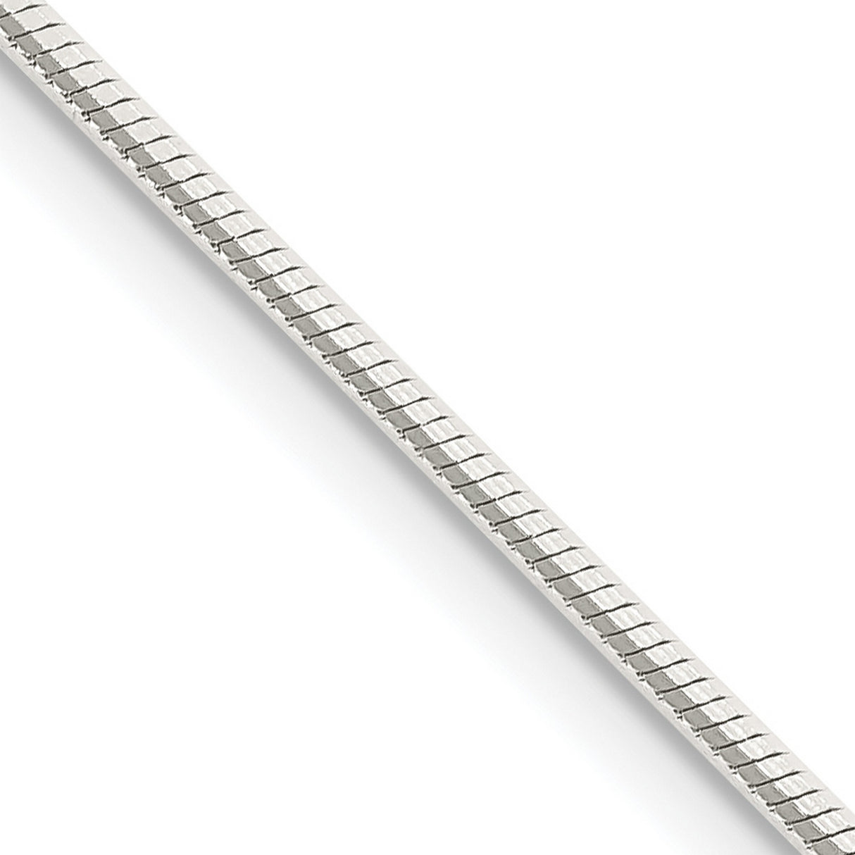 925 White Gold 1.25 mm Polished Chain Necklace, Solid detail view