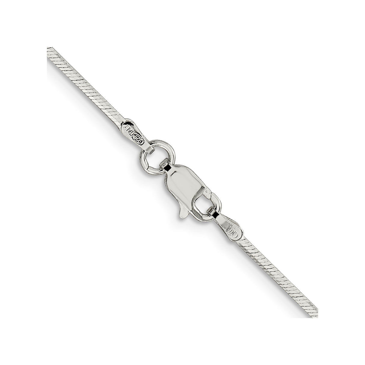925 White Gold 1.35 mm Polished Chain Necklace, Solid alternate angle