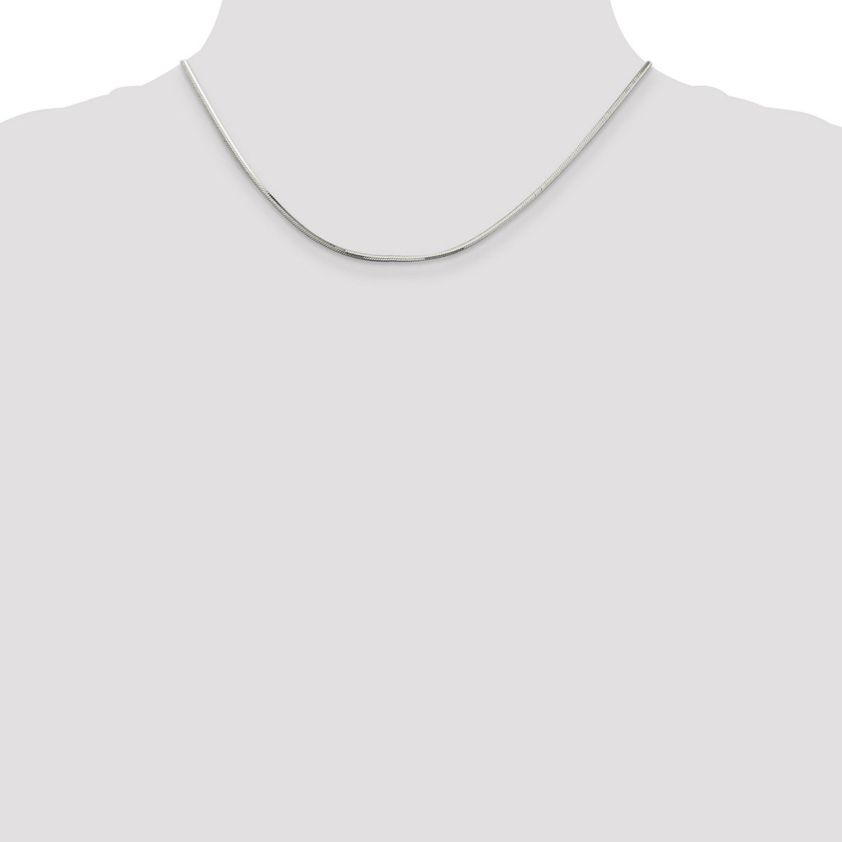 925 White Gold 1.65 mm Polished Chain Necklace, Solid detail view