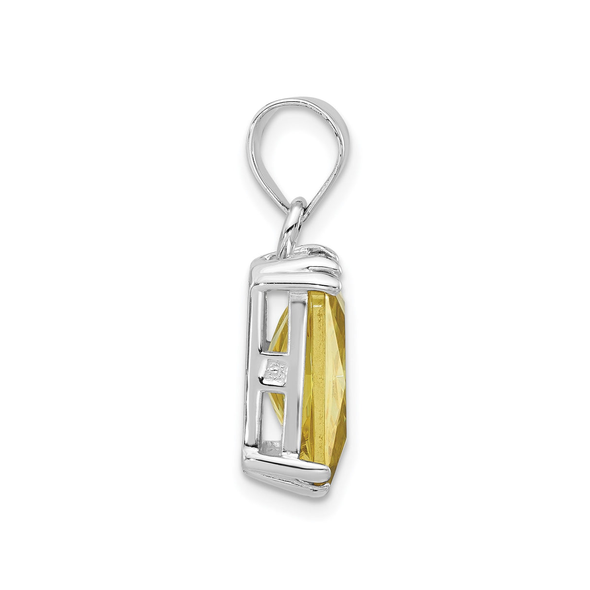 Sterling Silver Pendant with Square Cubic Zirconia, Modern Minimalist Design for Women