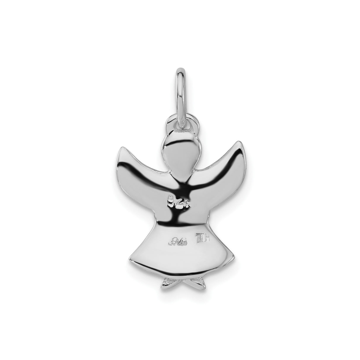 Sterling Silver Angel Pendant with Blue Crystal Accents, Spiritual Protection Jewelry for Women