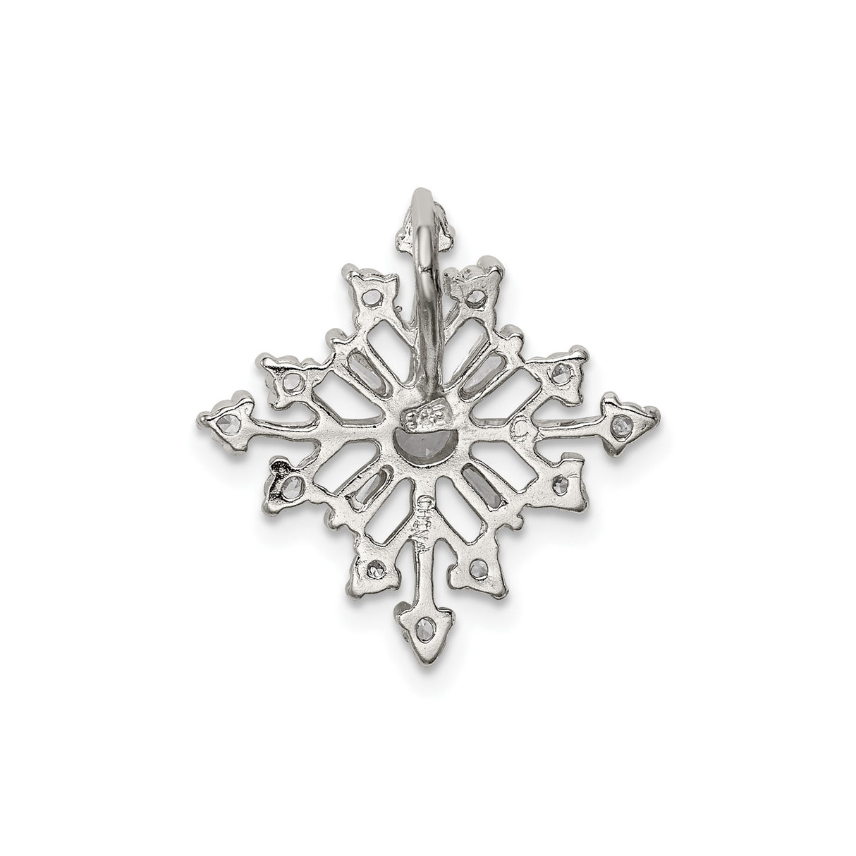 Sterling Silver Snowflake Pendant with Cubic Zirconia, Winter Motif Design for Women
