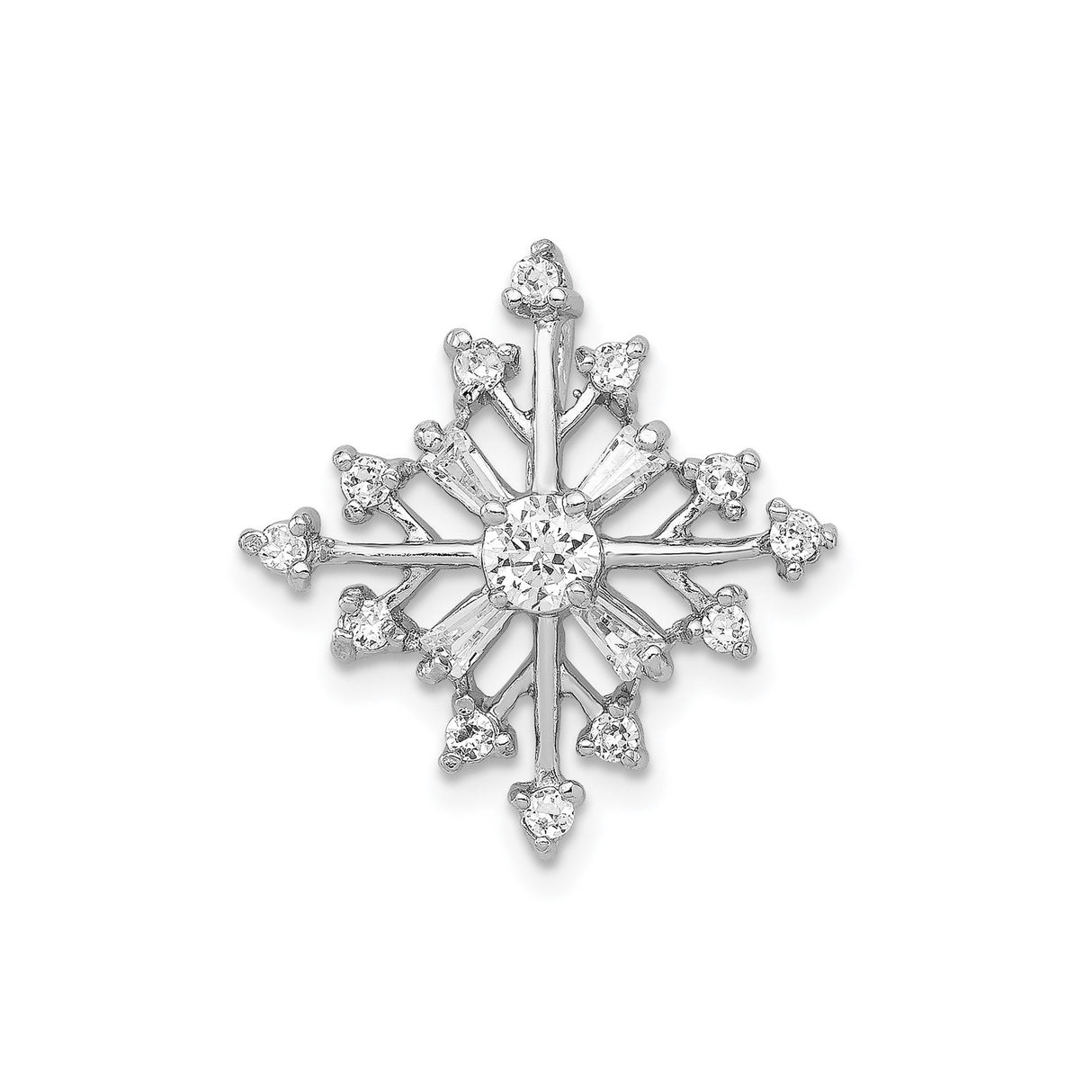Sterling Silver Snowflake Pendant with Cubic Zirconia, Winter Motif Design for Women