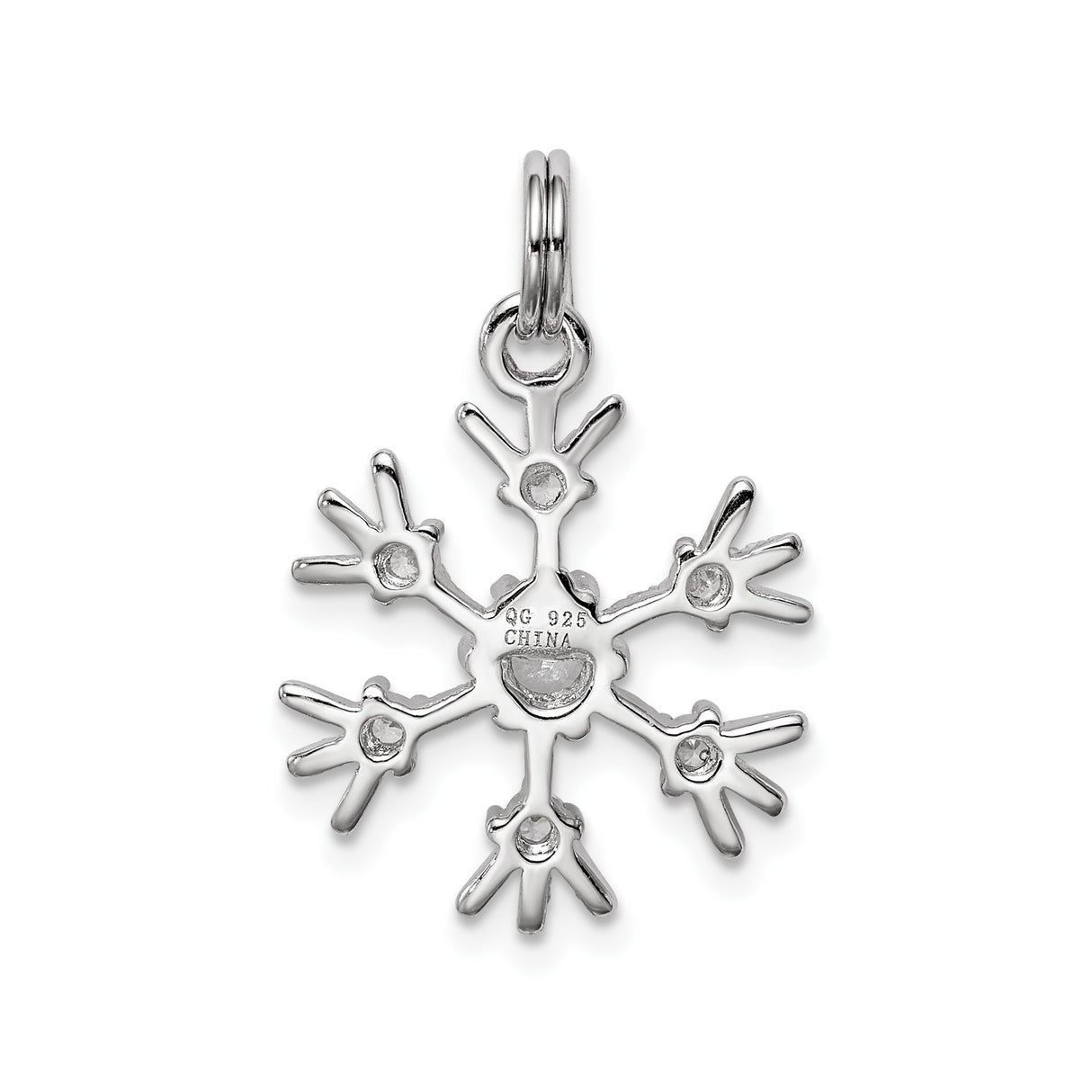 Sterling Silver Snowflake Pendant with Cubic Zirconia, Winter Holiday Theme for Women